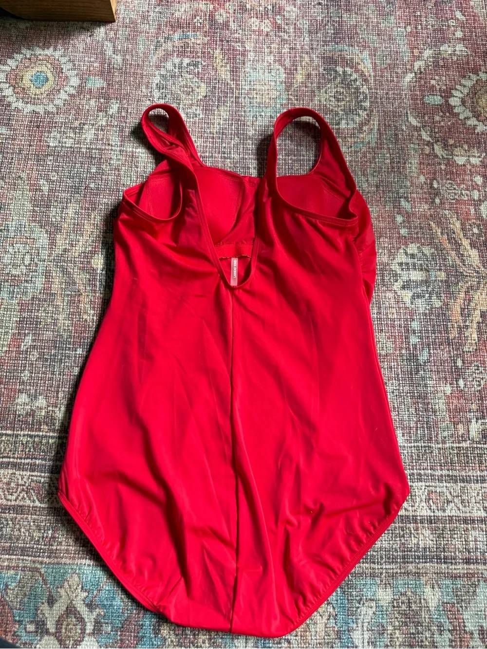 Lands End Women’s 16 Classic Solid Red One-Piece Swimsuit